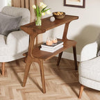 Tribesigns Solid Wood End Table, Rustic Side Table for Couch, 2-Tie Farmhouse Tall End Table, Narrow Bedside Table for Bedroom, Living Room, Easy Assembly, Rustic Brown - color: Rustic Brown