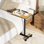 Giantex Overbed Table with Wheels, Medical Adjustable Bedside Table, Mobile Standing Desk, Portable Laptop Table for Small Spaces, Bed Trays Table for Eating Home and Hospital (Natural) - color: Natural