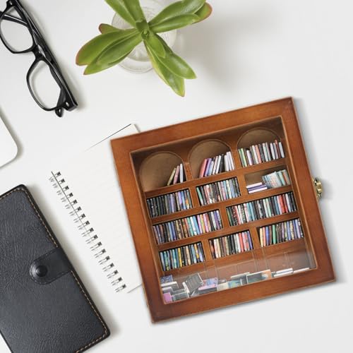 Anxiety Bookshelf – Mini Books Display for Stress Relief and Fun Decor, Perfect Decorative Miniature Library for Book Lovers, Ideal for Home Decor, Office Décor, and Thoughtful Gift - Walnut - color: Walnut