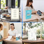 acrylic sign holder 8.5 x 11 Paper Stand 10 Pack Clear Double Side T Shape Acrylic Table Signs for Displaying, Flyer Holder Paper Card Holder for Office Business Store Mall Restaurants