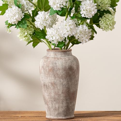 Ceramic Rustic Vase, Large Flower Vase Tall Farmhouse Decorative Vase Floral Pottery Vases for Home Decor Table Living Room Entryway Mantel Bedroom Bathroom Kitchen - 11 Inch Rustic - color: 11"h - Rustic