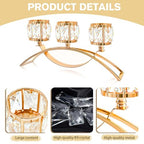 4 Pcs 3-Arm Crystal Tealight Candle Holders, Elegant Metal Arch Candlestick Centerpiece for Wedding, Party, Dining Room Table Decorations, Anniversary (4, Gold-3 Arm) - size: Gold-3 Arm