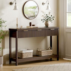 Lulive 51" Fluted Console Table for Entryway, Entryway Table with 3 Wooden Drawers, Farmhouse Behind Sofa Table for Living Room, Hallway, Couch, Foyer - color: Walnut