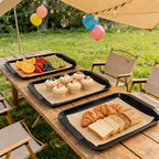 TP 17x12 Inch Plastic Serving Trays Set of 4, Durable Serving Platters with Anti-Slip Dots, BPA-Free Stackable Food Tray for Party, Family Gathering, BBQ,Black - color: Black, size: 17inch