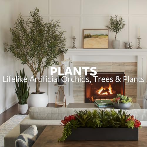 CG Hunter Faux Vanda Orchid Plant, Premium Artificial Indoor Flower Display Stands 26”, Beautiful Sculptural Blooms that Lasts Forever, White Planter Pot Included - size: 26" Vanda Orchid