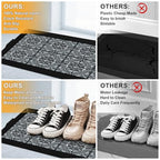BEHERO Boot Tray Shoe Mat Decorative Patterned, Rubber Boot Matt Tray Indoor and Outdoor Use, 16" x27.5" Shoe Cleaning Mat Non-Slip, Shoe Storage Waterproof with Artistic Prints for Entryway(Gray)