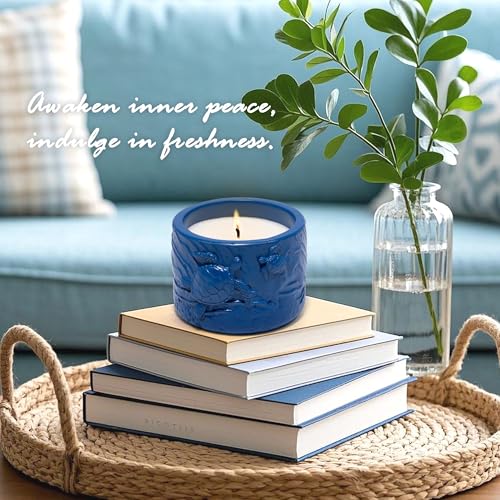 Hodao Oceanic Serenity Handcrafted Aromatherapy Box with Candle & Decor – Beach Rock Sculpture with Sea Turtle, Seashells, for Home, Bathroom, Yoga Room Decor (Blue-Turtle) - color: Blue-turtle