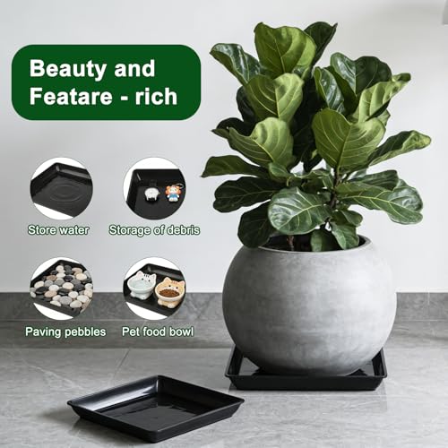 3 Pack 14 Inch Square Plant Saucer, Heavy Duty Plastic Plant Drip Trays for Pots, Durable Flower Pot Saucers for Indoor Outdoor Plants, No Holes Water Catcher Tray for Garden & Home Use, Black - size: 3pcs-14 Inch
