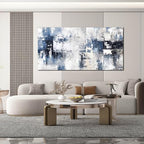 Prepeyssee White and Blue Abstract Canvas Wall Art for Living Room Bedroom Home Office Large Modern Grey Abstract Canvas Prints Picture Ready to Hang Size 29x59 - color: white, size: 29"L x 59"W