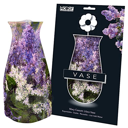 MODGY Collapsible and Expandable Flower Vase Plastic Decorative Modern Centerpieces Dining Table Decor Living Room Bathroom Wedding Office, Mary Cassatt Lilacs - style: Mary Cassatt Lilacs