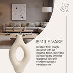 Emile Abstract Organic Decorative Modern Vase, Medium, White