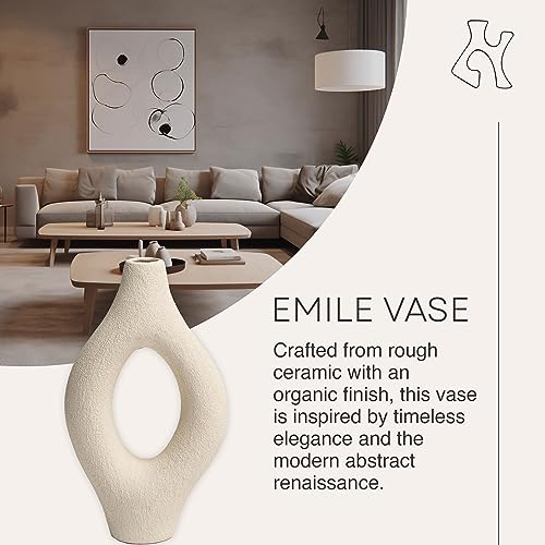 Emile Abstract Organic Decorative Modern Vase, Medium, White