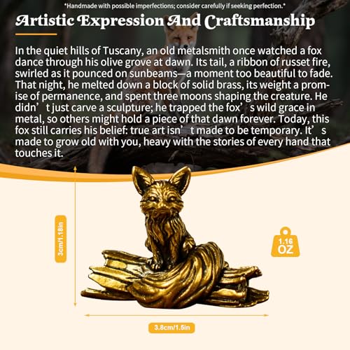 CHOVY 100% Solid Brass Long Tail Fox Sculpture | Handcrafted Collectible Figurine | Vintage Desk Decor for Home Office, Bookshelf & Cabinets | Animal Statue Art Gift - color: Long Tail Fox