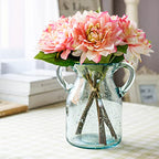 MDLUU Seeded Glass Vase, 4.6" W x 6.7" H, Clear, Double Ear Design, Coastal Modern Style, Perfect for Dining Room, Bedroom, Bathroom - size: 7" Tall