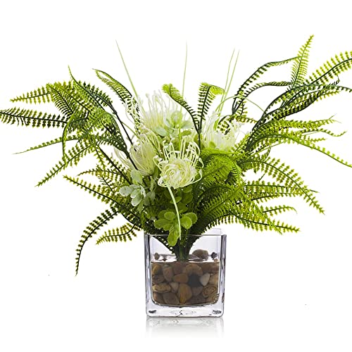 Enova Floral Cube Glass Vase - 6 x 6 Inch Square Vases with Floating Candle Holders, Perfect for Wedding Centerpieces and Home Office Decor - Set of 1 - size: 6x6x6