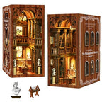 Book Nook Kit with Dust Cover & Stickers, Dust Cover, Bookshelf Insert Decor for Birthday, 3D Wooden Bookends Puzzle, Miniature Dollhouse Kit for Adults, Teens, Beginners（Philosophical Library） - style: Philosophical Library