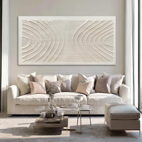 Hue7Art Modern Abstract Grey Canvas Wall Art Featuring Soft Curved Lines, Minimalist Textured Artwork for Living Room Bedroom Office Contemporary Wall Decor 29x58 Inch - color: White, size: 58"L x 29"W