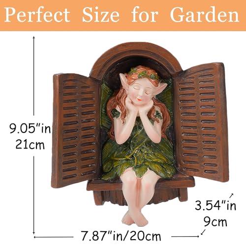 Teaeeno Whimsical Fairy Garden Gnome Statue, Tree Faces Decor Outdoor -7.8 Inch, Funny Garden Tree Decoration, Ideal Patio Yard Lawn Porch Decoration - color: Ivory