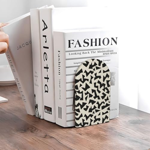 Minimalist Fragmented Angular Shapes Bookends for Shelves 2 Pcs Wooden Book Stopper Organizer for Home Office Libraries