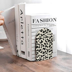 Minimalist Fragmented Angular Shapes Bookends for Shelves 2 Pcs Wooden Book Stopper Organizer for Home Office Libraries