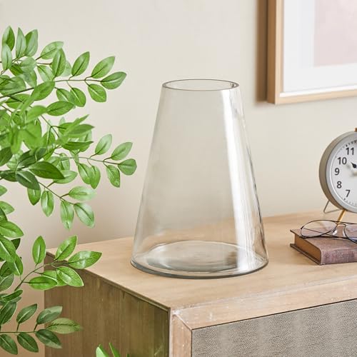 Deco 79 Glass Decorative Vase Cone Shaped Centerpiece Vase, Flower Vase for Home Decoration 9" x 9" x 12", Clear - size: 9" x 9" x 12"