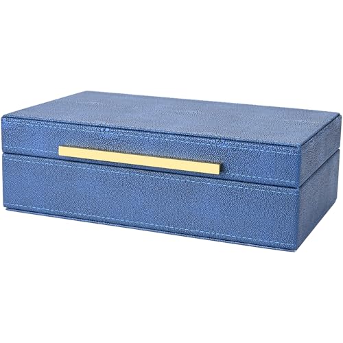 XIGEXIGE Navy Blue Shagreen box Faux Leather Decorative Box,Keepsake And Memory Storage Small Decorative Boxes with Lids for Modern Home Decor Jewelry Box Organizer - color: Blue-1