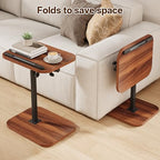 TV Tray Table, Adjustable Height, Flip-Top, Snack Side Table with 360° Swivel and 180° Tilt, C Shaped End Table for Couch, Sofa, Bed, Recliner, Walnut - color: Walnut