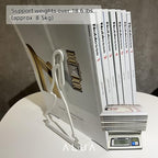 ALUA - Metal Bookend Modern Line Art Design Heavy-Duty and Scratch-Resistant Space-Saving Organizer (D, White)