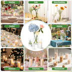 12pcs Clear Glass Cylinder Vases, 4, 6, 7.5, 10 Inch Tall Cylinder Vases for Centerpieces,Glass Flower Vase Hurricane Floating Candle Holder Vase for Wedding, Table Shelf, Party,Home Decor,Gift