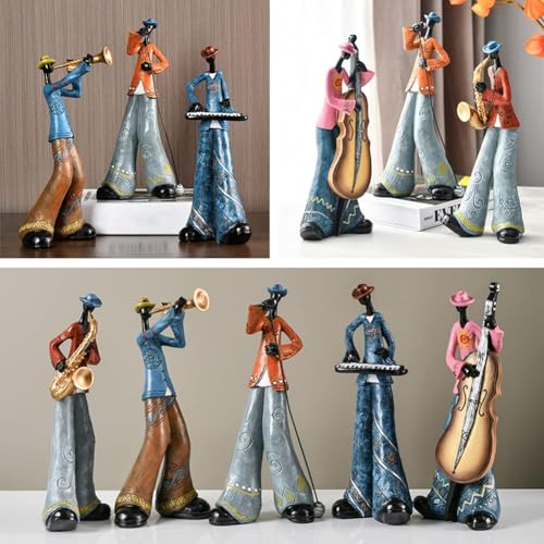 Vintage jazz band decorative sculpture,western band sculpture,creative musician decoration,abstract figure ornaments,suitable for living room,wine cooler,bookshelf,entryway,etc. (trumpet player) - color: Trumpet Player