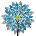 Viveta Wind Spinners,18 * 81" Large Outdoor Wind Spinner,Double-Side Wind Sculpture with 4 Sturdy Stake,Metal Windmill for Yard and Garden - color: H-blue