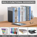VFINE Metal Bookends 2 Pairs, Black Book Ends, Bookends for Shelves, Book Stopper for Heavy Books, Book Dividers for Home Office School Supplies - color: Black 2 Pairs Bookends