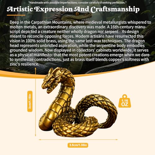 100% Solid Brass Dragon-Snake Hybrid Sculpture - Handcrafted Mythical Creature Statue, Heavyweight Fantasy Art Decor, Premium Office & Library Collectible, Power Symbol Gift for Mythology Lovers - style: Dragon Snake