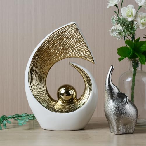 HAUCOZE Modern Sculpture Decor Abstract Statue Figurine Home Decoration Gifts Bookshelf Desktop Crafts Ceramic Arts 10 inch