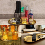 8 Pack 12 Inch Oval Stainless Steel Decorative Tray, Stainless Steel Tea Fruit Tray, 12 inch Gold Oval Trays for Bathroom Vanity, Jewelry, Perfume & Key Organizer (Gold) - size: 8 Pack 12 Inch