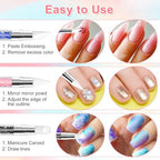 3 Pcs Nail Art Sculpture Pen, Dual Tipped Silicone Nail Tools, Silicone Head Acrylic Handle Nail Art Brushes for Design Nail Foil Carving Drawing Effect Shaping Drawing (Black, Pink, Royal Blue) - color: Black, Pink, Royal Blue