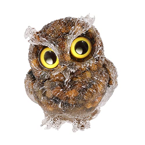 mookaitedecor Tiger's Eye Owl Statue Sculpture Stone, Carved Animals Night Owl Figurine Crystal Ornament for Desktop Office Home Decor - color: Brown, size: 2.36 inch
