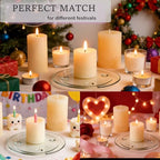 Clear Glass Candle Holder，3" Glass Coaster Holder ，Small Round Candle Plate for Pillar Candle（10 Pack） - size: 10 Pack