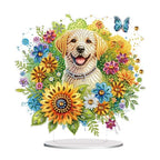 5D Tabletop Diamond Art Painting Kit Ornament, Stand Up Special Shaped Crystal Diamond Art Desktop Kits for Adults Craft Gift - Flower Puppy (Yellow) - color: Flower Puppy (Yellow)