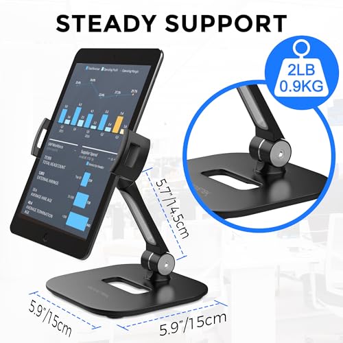 AboveTEK Tablet Stand Holder, Stylish Aluminum iPad Stands, Foldable 360° Swivel Table Stand Holder fits 4-11" Tablets/Smartphones for Kitchen Bedside Office POS Showroom Reception (Black) (Pack of 3) - color: Black, size: 4"-11" (Pack of 3)