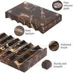 Luxury Marble Soap Dish Tray,Rectangle Stone Marble Soap Tray,Self Draining Soap Holder for Bathroom, Kitchen (Black Gold) - color: Black Gold