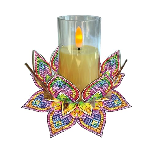5D DIY Diamond Art Painting PVC Flower Candle Holders Tealight/Tea Light/Votive Candle Holder, for Table Centerpiece Home Décor Party Wedding Dinning-Flower-1 - color: Flower-1