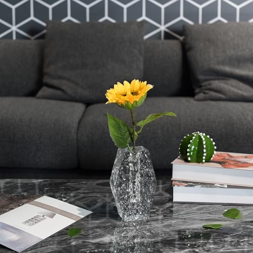 Glacier Series Crystal Vase 6.3-inch High, Modern Crystal Home Office Decor for Living Room Dining Table Centerpieces, Birthday and Wedding - size: Large