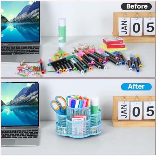 Topwey Pen Holder for Desk, Rotating Pencil Holder, Cup Holder for Desk Office, Pen Organizer (Sky Blue) - color: Sky Blue