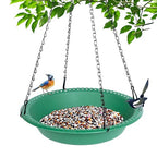 Hanging Bird Feeder Tray with Drainage Holes for Outside, Bird Seed Catcher Tray, Feeding Station (14 inch, Green) - color: Green, size: 14 inch