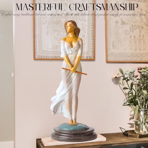 Luo Lirong “Silk Dancer” Bronze Woman Statue – 16.5" Handcrafted Veiled Maiden Figurine, Lost-Wax Cast & Hand-Painted,Elegant Gift, Collectible Art, Home & Gallery Décor - color: 18.5" White