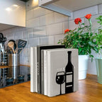 Peacoblue Metal Bookends for Shelves, Modern Decorative Heavy Duty Study Book Support Stoppers for Office, Desk, Shelf, Room 5.3"x4.3"x7.9" Cast Iron Simple Tall Bookends, 1 Pair (Wine) - style: Wine