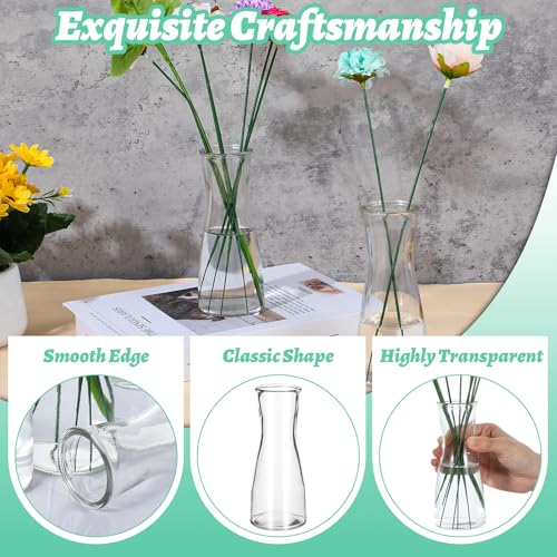 12 Pieces Glass Bud Vases for Centerpieces Clear Bulk Small Flowers Vases, Modern Minimalist Cute Decorative Table Centerpieces for Decor Wedding Birthday Party Home Living Room