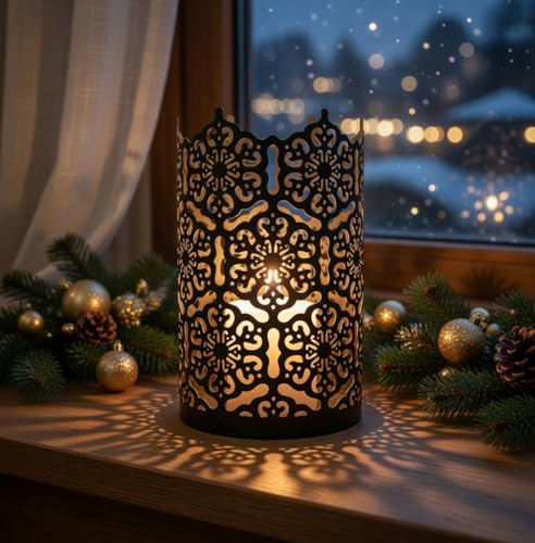Hosley's Set of 2 Flower 7" High Cut Bronze Candle Holder & Lantern. Ideal for Use with Hosley Highly Scented Candles, Jar Candles. Can be Used as a Decorative Centerpiece in Your Living/Dining Room - color: Bronze 2 Pack, size: 7 inch High