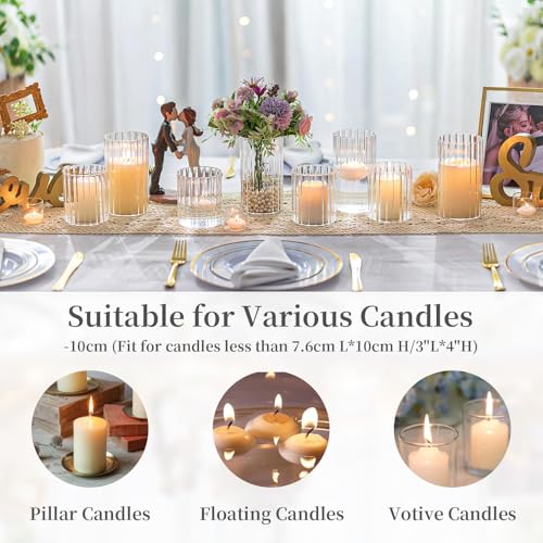 Hewory Glass Hurricane Candle Holders Set of 6, Clear Glass Cylinder Vases for Pillar & Floating Candles, 6 inch - Centerpieces, Wedding & Christmas Home Decor - size: 6 inch-6PCS